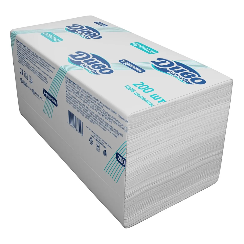 Диво Бізнес Optimal рушники V-складення, 200 аркушів, білі двошарові